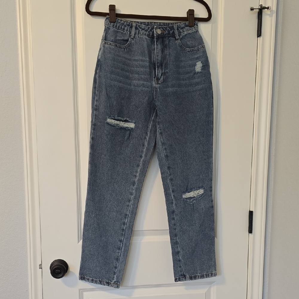 Le Lis Blue Distressed Women's Jeans